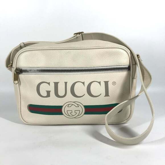 GUCCI Authentic White Leather Messenger Shoulder Bag - Picture 1 of 16